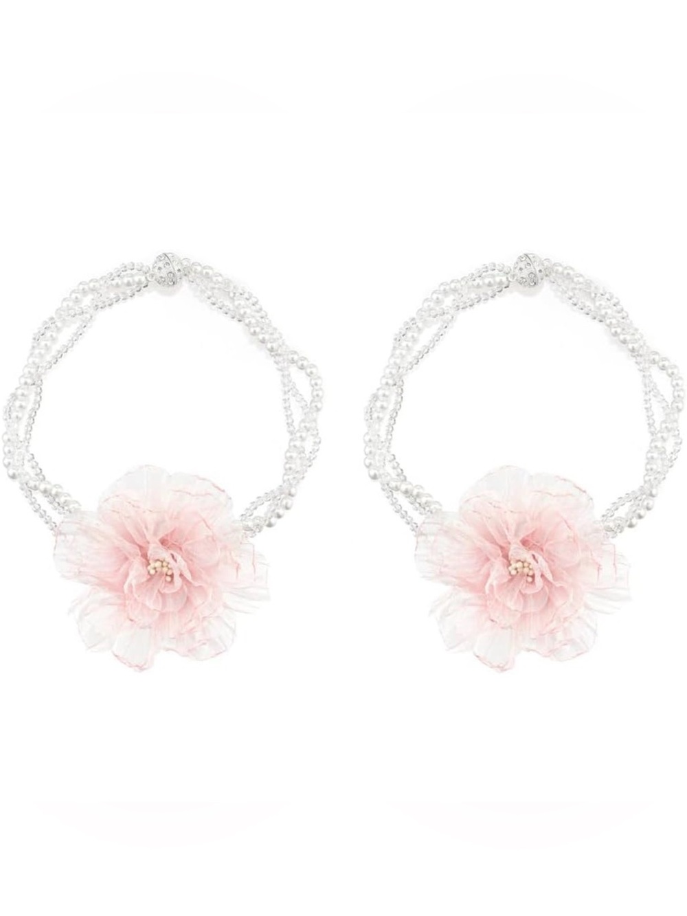 Crystal Pearl Beaded Flower Curtain Tiebacks pink